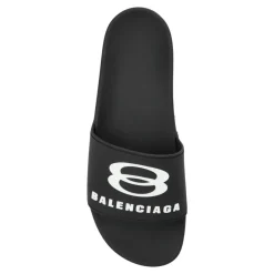 Balenciaga Rubberen slides met logo-Heren Slippers