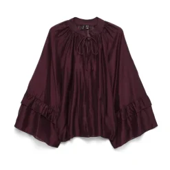 VERO MODA Ruche Top in Wijnsmaak Rood-Heren Overhemden