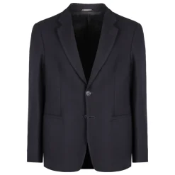 Giorgio Armani Single-breasted jas in een chevron jacquard stretch-wolmix-Heren Jassen