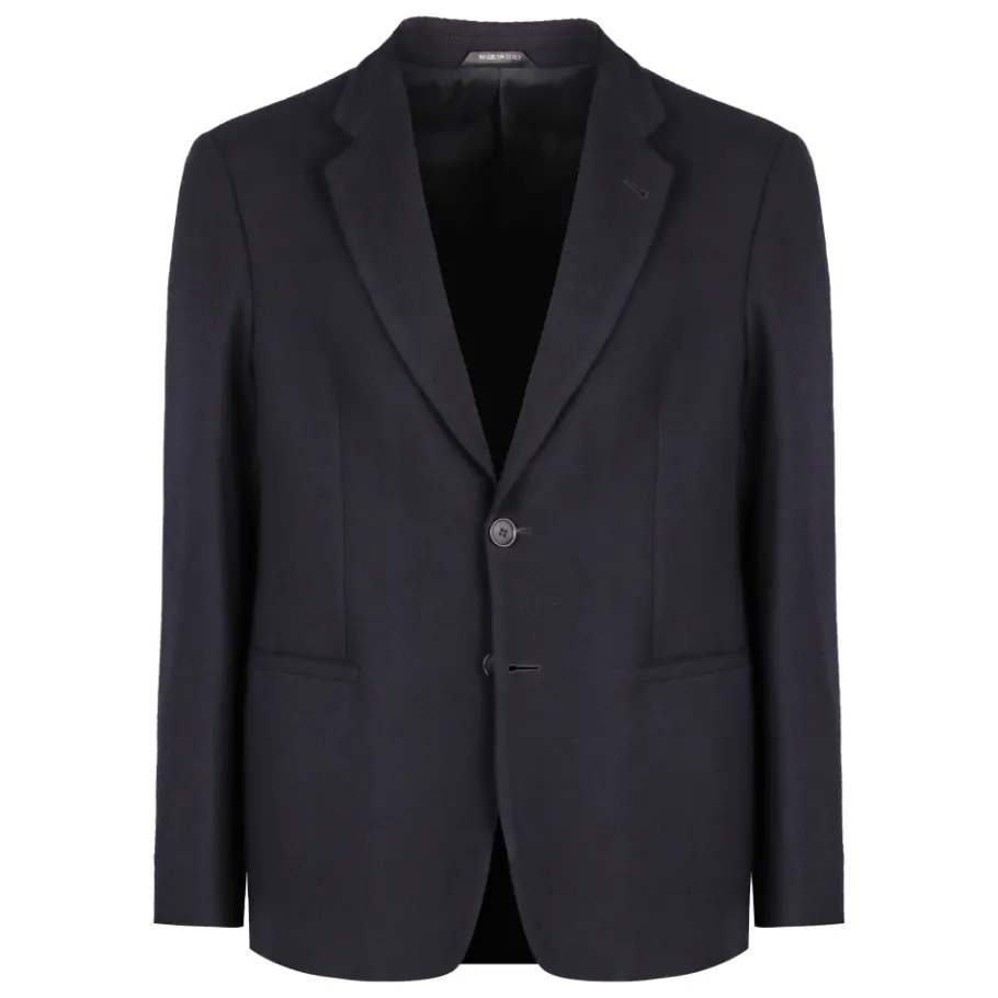 Giorgio Armani Single-breasted jas in een chevron jacquard stretch-wolmix-Heren Jassen