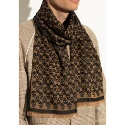 Alexander McQueen Sjaal met een opvallend schedelmotief-Heren Sjaals
