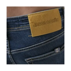 Jacob Cohën Slim Fit Gewassen e Jeans met Gele Stiksels-Heren Jeans