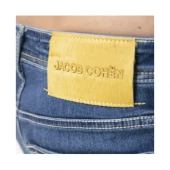 Jacob Cohën Slim Fit Gewassen e Jeans met Gele Stiksels-Heren Jeans