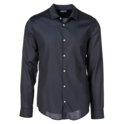 Emporio Armani Slim Fit katoenen overhemd met stippenprint-Heren Overhemden