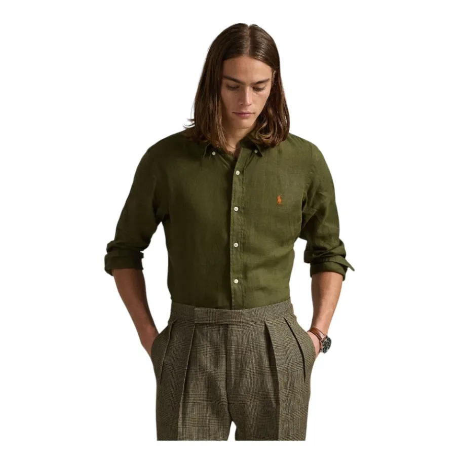 Ralph Lauren Slim Fit Linnen Overhemd-Heren Overhemden