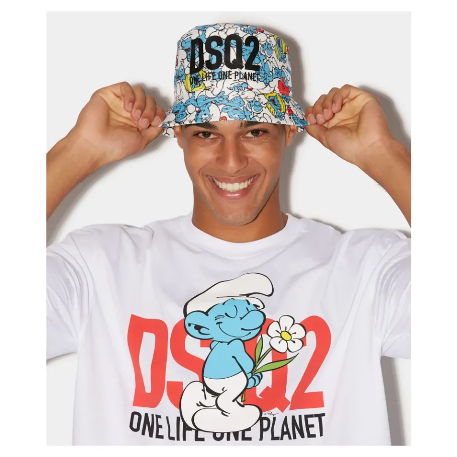 Dsquared2 Smurfs Logo Bucket Hat-Heren Hoeden