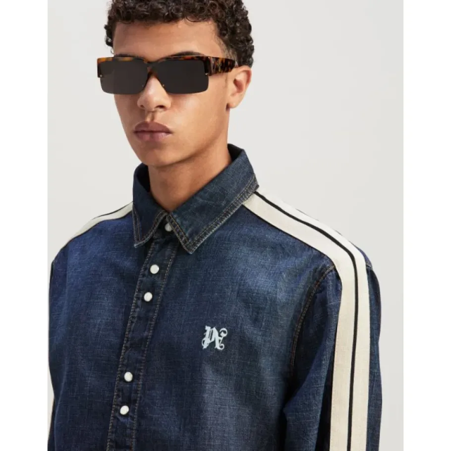 Palm Angels Stijlvol Denim Overshirt-Heren Overhemden