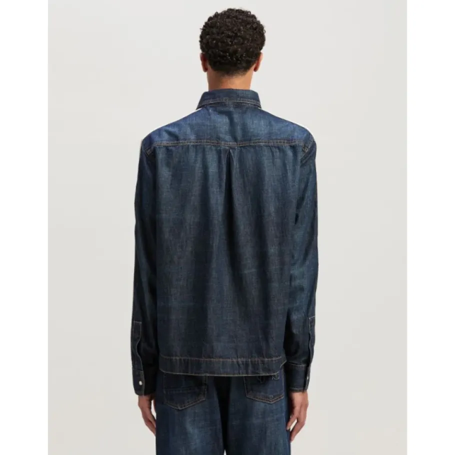 Palm Angels Stijlvol Denim Overshirt-Heren Overhemden