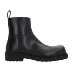 Bottega Veneta Stijlvolle leren enkellaarzen met rubberen zool-Heren Laarzen