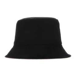 Alexander McQueen Stijlvolle Omkeerbare Blackylon Hoed-Heren Hoeden