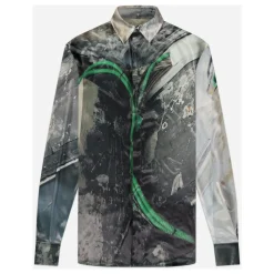 FLÂNEUR Street Image Viscose Shirt met Capuchon-Heren Overhemden