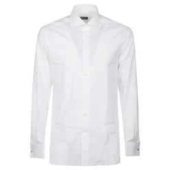 Zegna Stretch Katoen Lange Mouwen Overhemd-Heren Overhemden