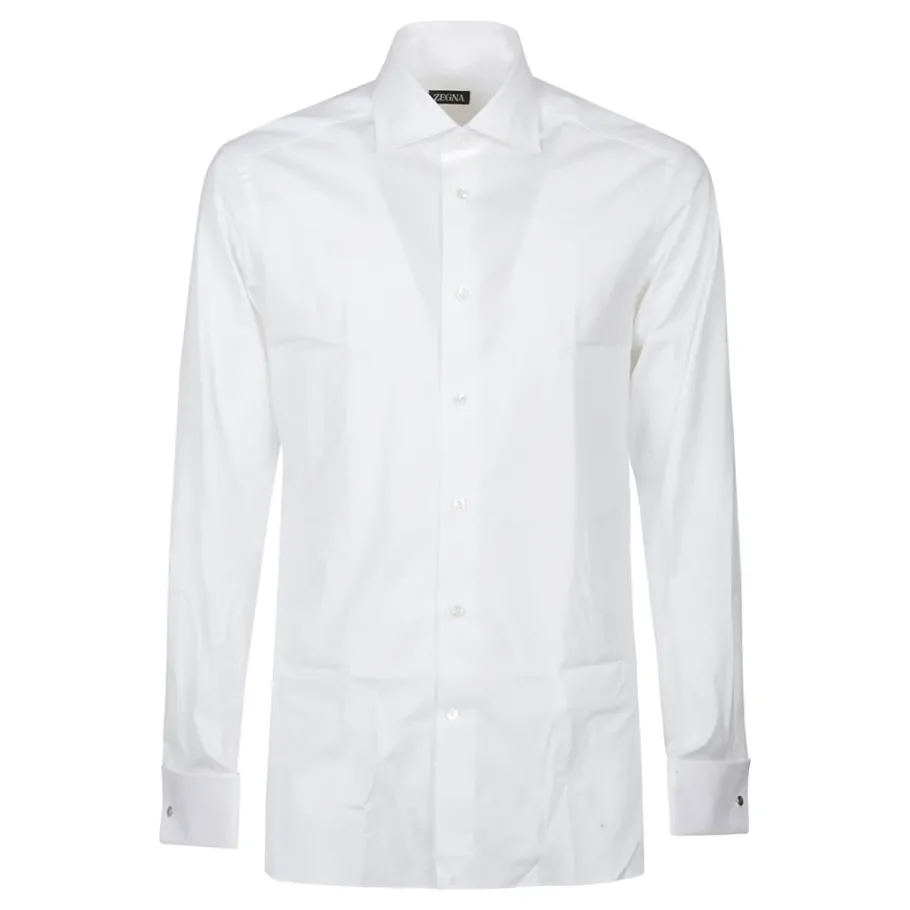 Zegna Stretch Katoen Lange Mouwen Overhemd-Heren Overhemden