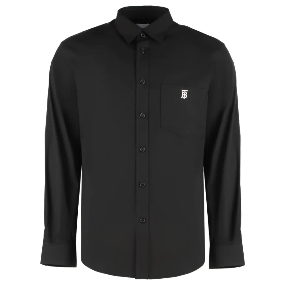 Burberry Stretch Katoenen Overhemd-Heren Overhemden