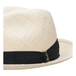 Borsalino Stro Panama Hoeden met Contrasterende Hoofdband-Heren Hoeden