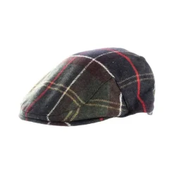 Barbour Tartan Flat Cap met Leren Badge-Heren Hoeden