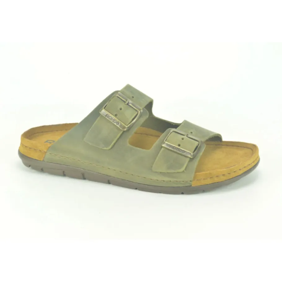 Rohde Taupe Sandalen met Open Neus en Gespen-Heren Sandalen