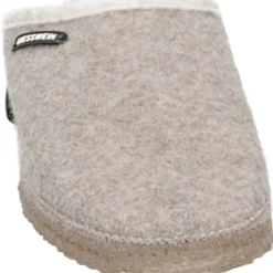 Giesswein Taupe Slipper met Vacht Voering-Heren Pantoffels