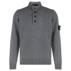Stone Island Trui met halve rits en vilten details-Heren Truien & Vesten