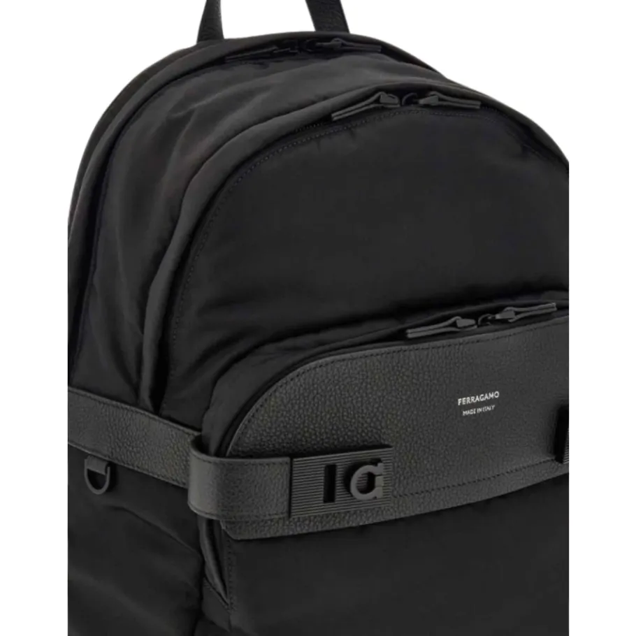 Ferragamo Twins Nylon Rugzak-Heren Rugzakken