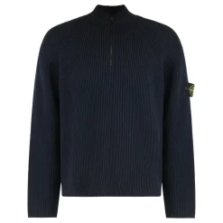 Stone Island Vanisé Half-zip Trui met Volledige Ribstructuur-Heren Truien & Vesten