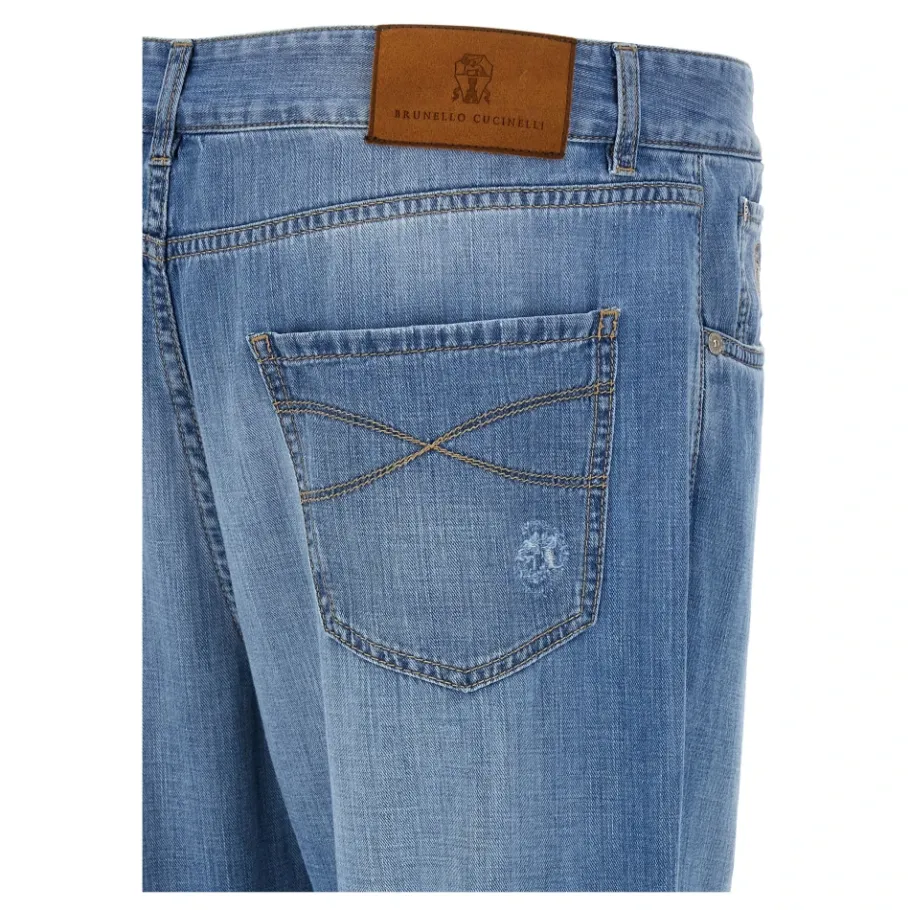 Brunello Cucinelli Vrijetijdsbroek met vijf zakken-Heren Jeans