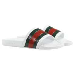 Gucci Web Rubber Slide Sandalen-Heren Slippers
