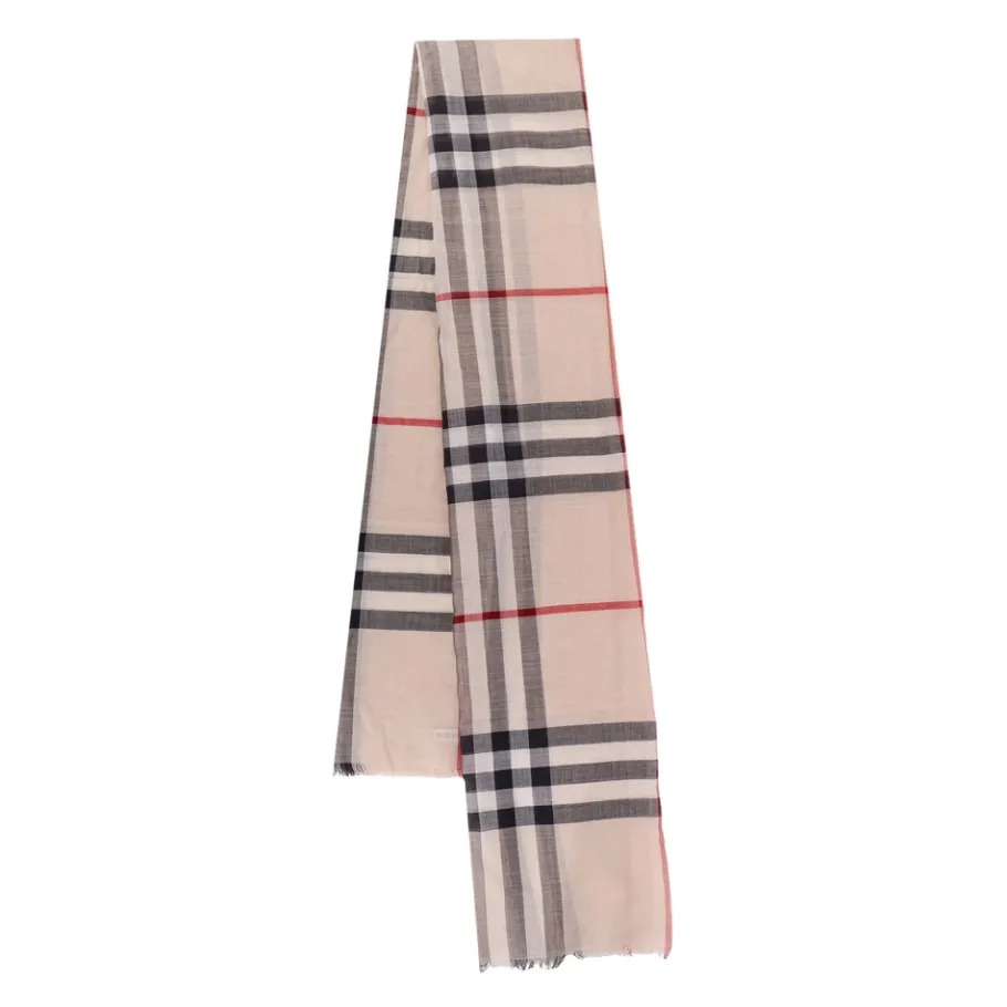 Burberry Wide Check Wool-Silk Scarf-Heren Sjaals