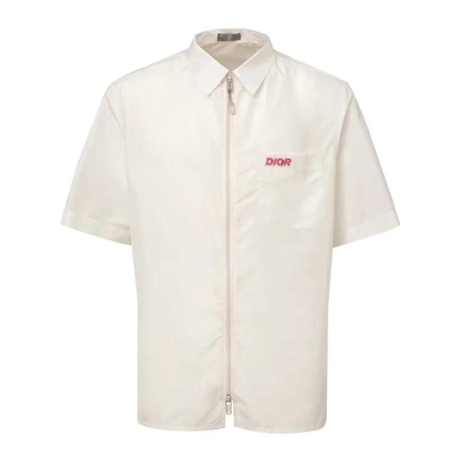 Dior te Half Zip Shirt met Logo-Heren Overhemden