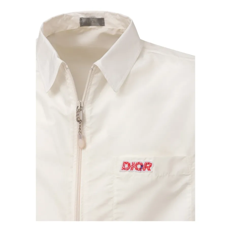Dior te Half Zip Shirt met Logo-Heren Overhemden
