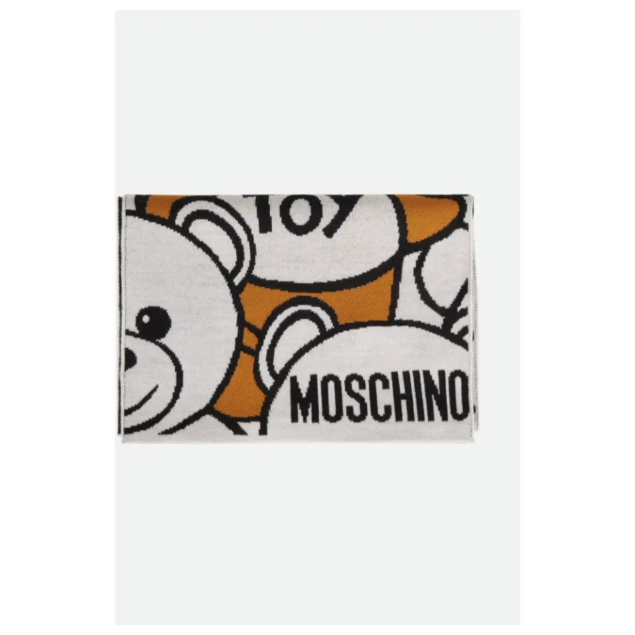 Moschino Witte Wollen Sjaal met Logoprint-Heren Sjaals