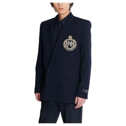 Balmain Wollen blazer met kristal patch-Heren Jassen