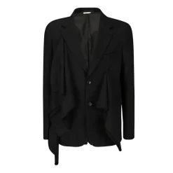 Comme des Garçons Wollen Jas met Stoffen Applicaties-Heren Kostuums