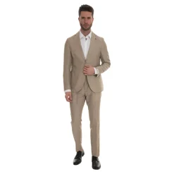 Paoloni Wollen Linnen Jas met Zakken-Heren Kostuums