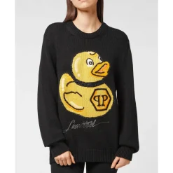 Philipp Plein Wollen Mix Pullover Handgemaakte Borduurwerk PP Duck-Heren Truien & Vesten