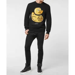 Philipp Plein Wollen Mix Pullover Handgemaakte Borduurwerk PP Duck-Heren Truien & Vesten