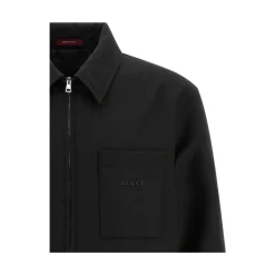 Gucci Wool Twill Zip Overshirt-Heren Overhemden