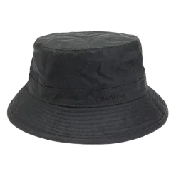 Barbour Zwarte Gewaxte Katoenen Bucket Hoed-Heren Hoeden