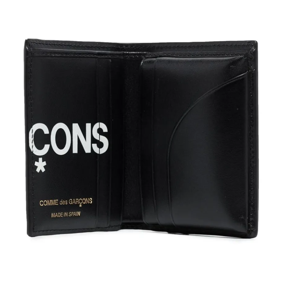 Comme des Garçons e leren Bifold-portemonnee Logo Print-Heren Portefeuilles