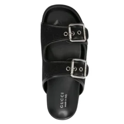Gucci e Leren Dubbele Gesp Sandalen-Heren Slippers