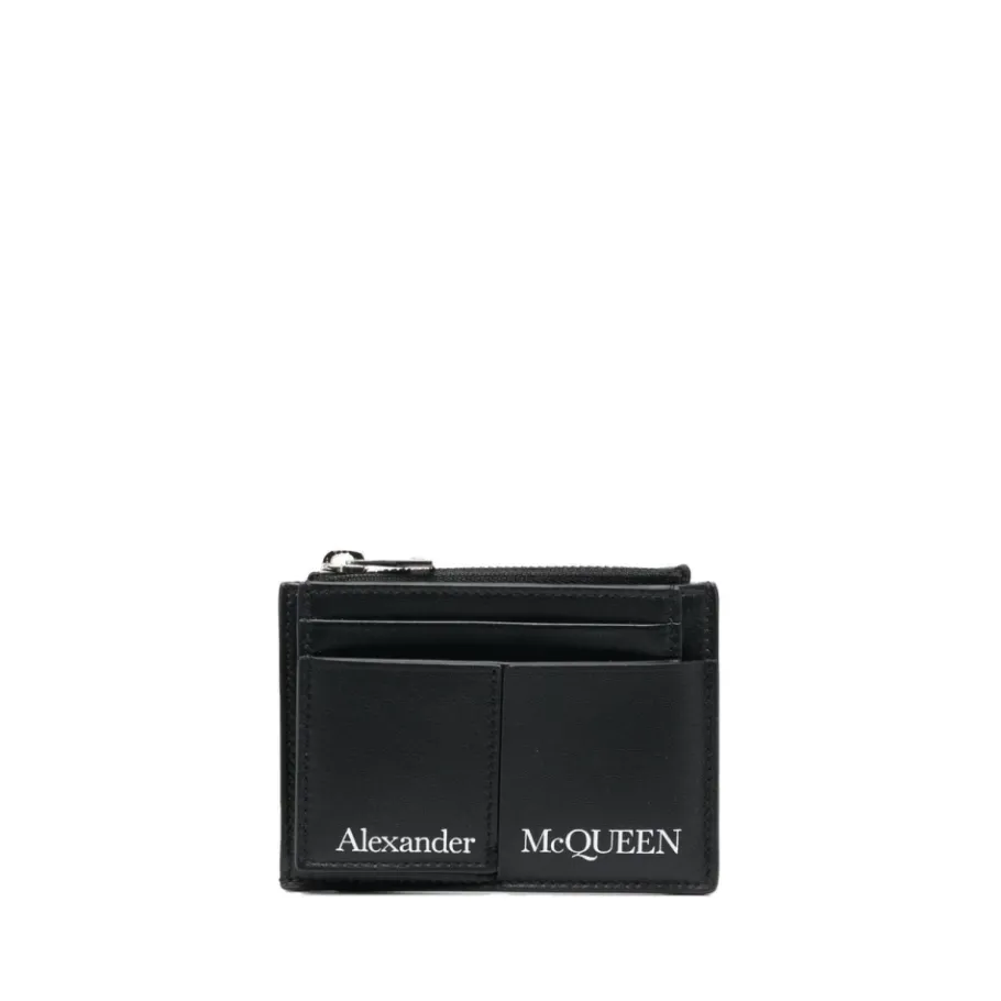 Alexander McQueen e leren portemonnee met logo print kaarthouder-Heren Portefeuilles