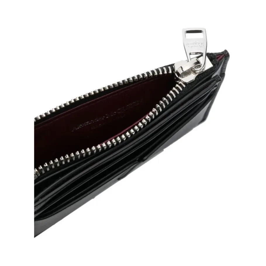 Alexander McQueen e leren portemonnee met logo print kaarthouder-Heren Portefeuilles