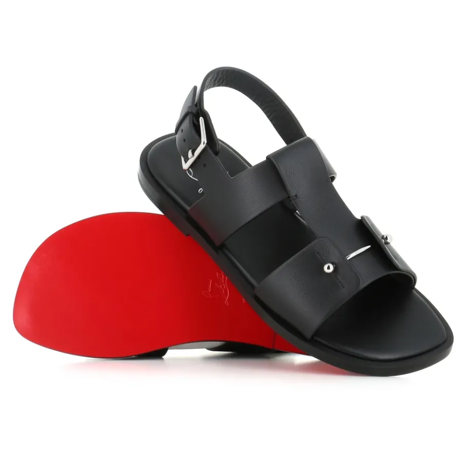 Christian Louboutin e leren sandaal met zilveren speld-Heren Sandalen