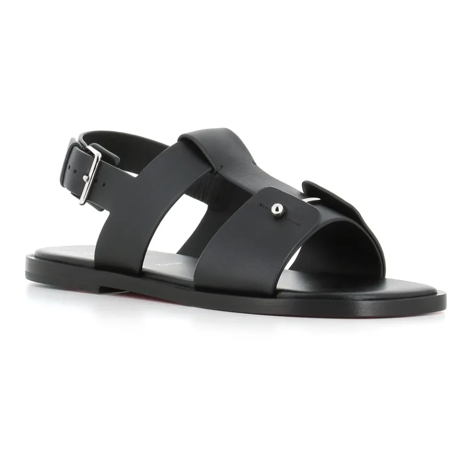 Christian Louboutin e leren sandaal met zilveren speld-Heren Sandalen