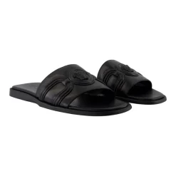 Versace e Leren Sandalen met Messing Details-Heren Slippers