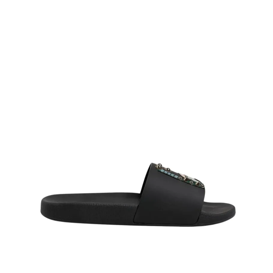 Dolce & Gabbana e leren slides met studs-Heren Slippers
