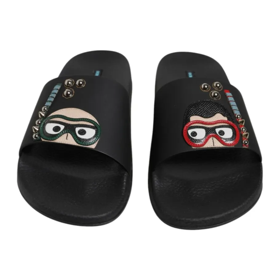 Dolce & Gabbana e leren slides met studs-Heren Slippers