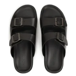 Kazar e leren slippers met gespen-Heren Slippers