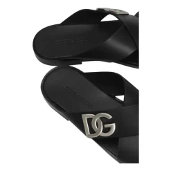Dolce & Gabbana e Logo Kalfsleren Sandalen-Heren Slippers