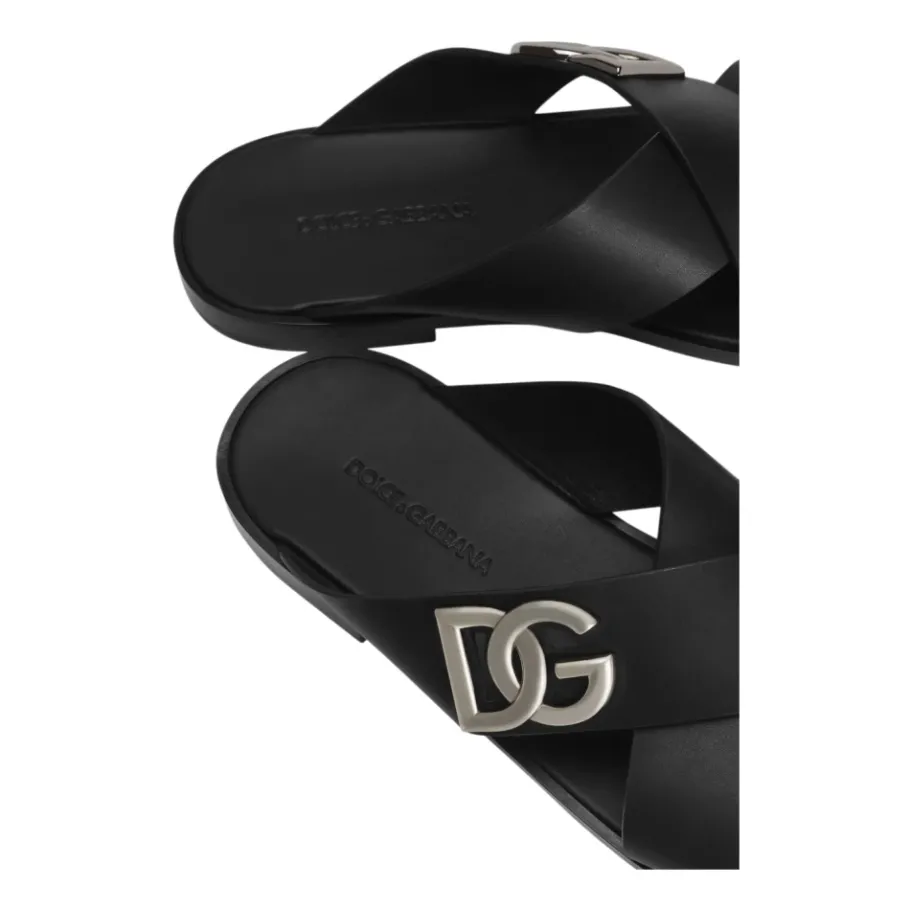 Dolce & Gabbana e Logo Kalfsleren Sandalen-Heren Slippers